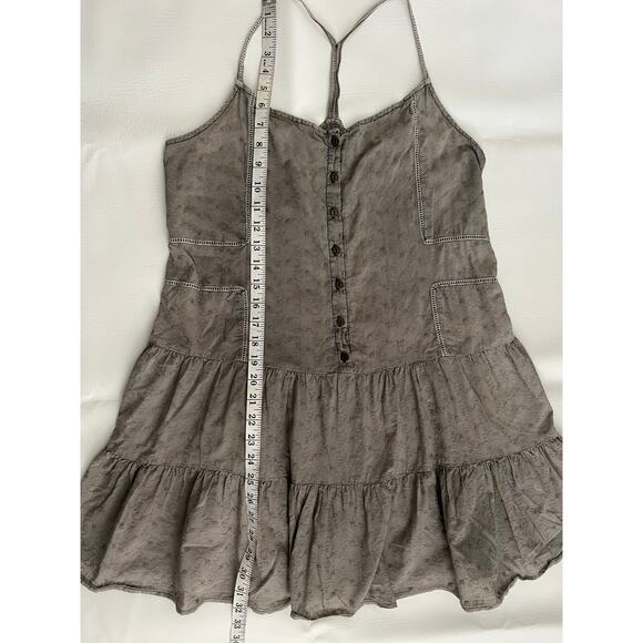 Current Elliott Florence Grey babydoll Mini Dress Eyelet Size 2 Grunge Neutral‎ - Picture 10 of 11